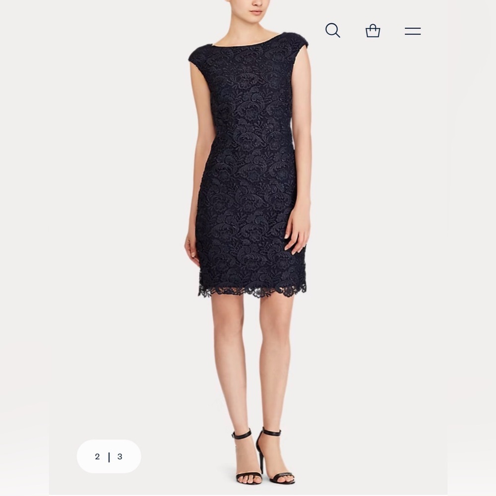 Lauren Ralph Lauren Navy Blue Lace Sheath Dress